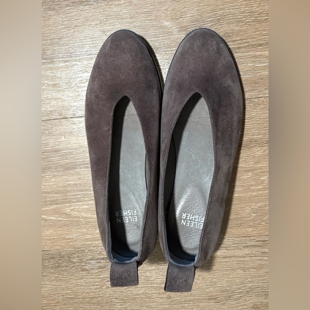 Eileen Fisher Suede Leather Platform‎ Loafer Flats Classic Preppy Career Office
